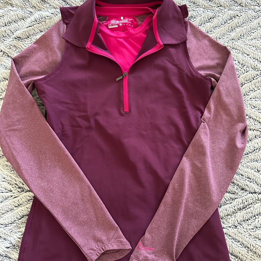 Nike Golf Burgundy and Pink Dri-FIT Vest/Long Sleeve